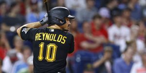 Pittsburgh Pirates Star Outfielder Bryan Reynolds set in Stance at the Plate