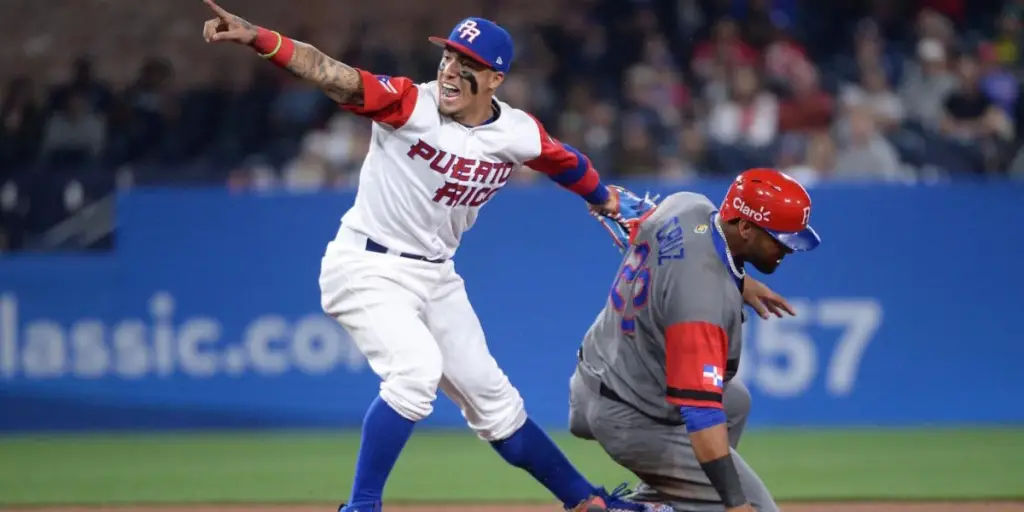 Puerto Rico Javier Baez Red Gold 2023 World Baseball Classic