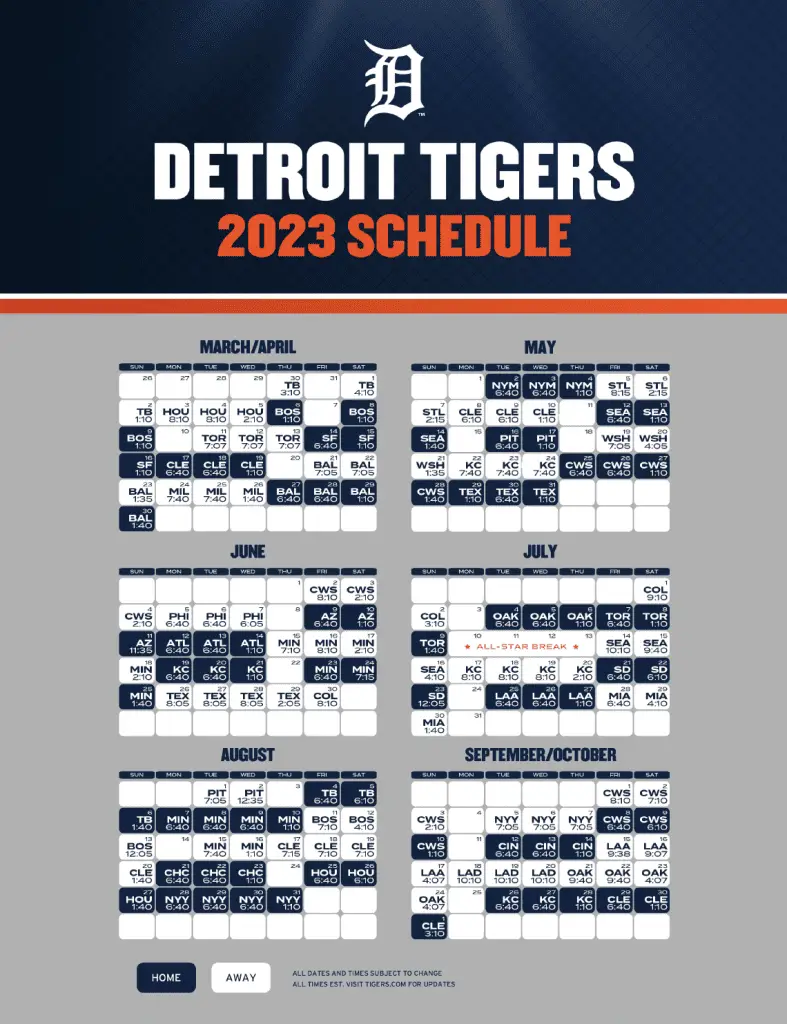 Detroit Tigers Schedule