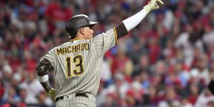 Padres Infielder Manny Machado Celebrates Home Run